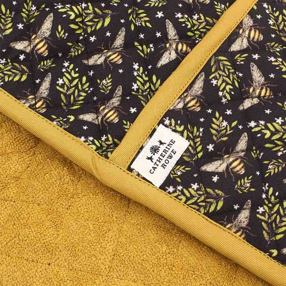 Bee organic cotton oven gloves product photo back L