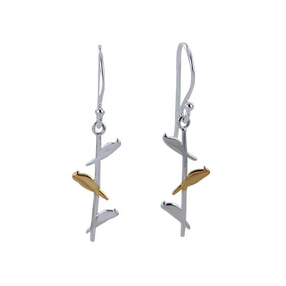 Sterling silver birds on a wire earrings by Reeves & Reeves product photo default L