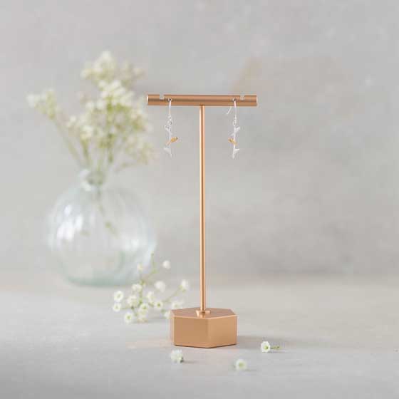 Sterling silver birds on a wire earrings by Reeves & Reeves product photo front L