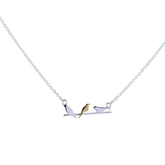 Sterling silver birds on a wire necklace by Reeves & Reeves product photo default L