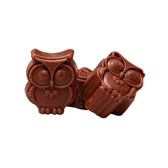 Milk chocolate owls by Cocoa Loco product photo side L