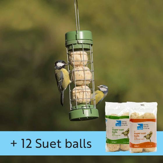 RSPB Classic Easy-clean® suet feeder with 12 Super suet fat balls product photo default L
