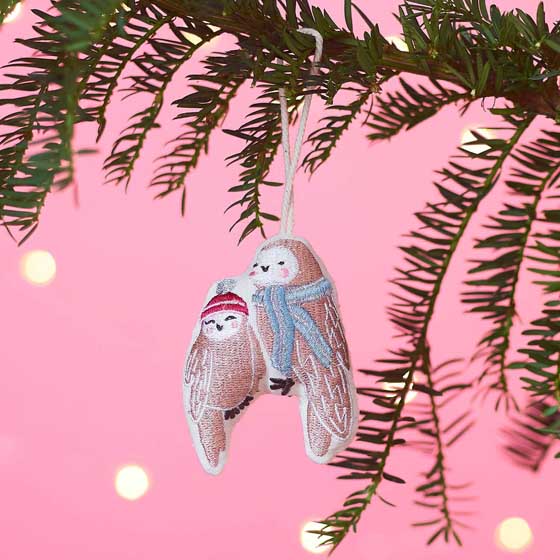 Cosy owls embroidered decoration product photo default L