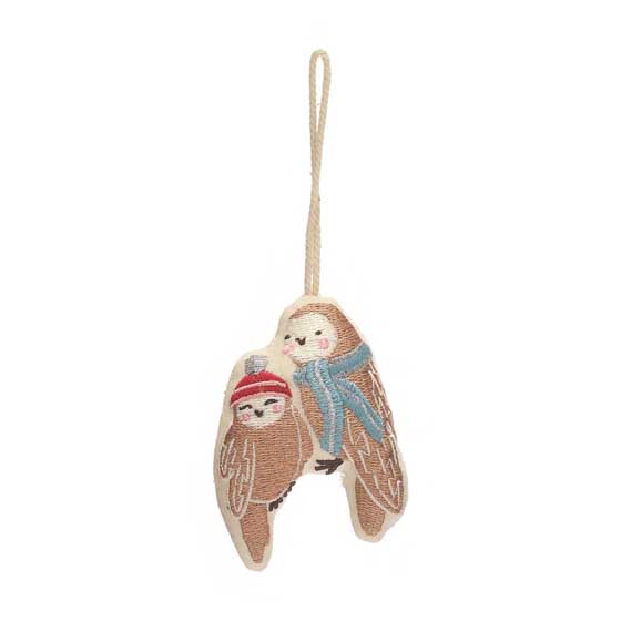 Cosy owls embroidered decoration product photo back L