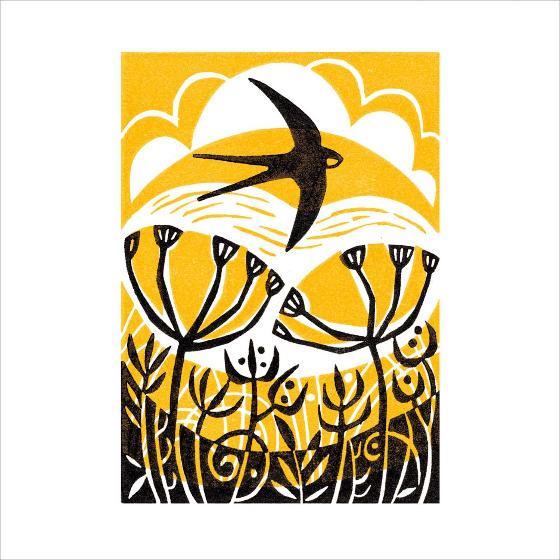 Evening swallow greetings card product photo default L