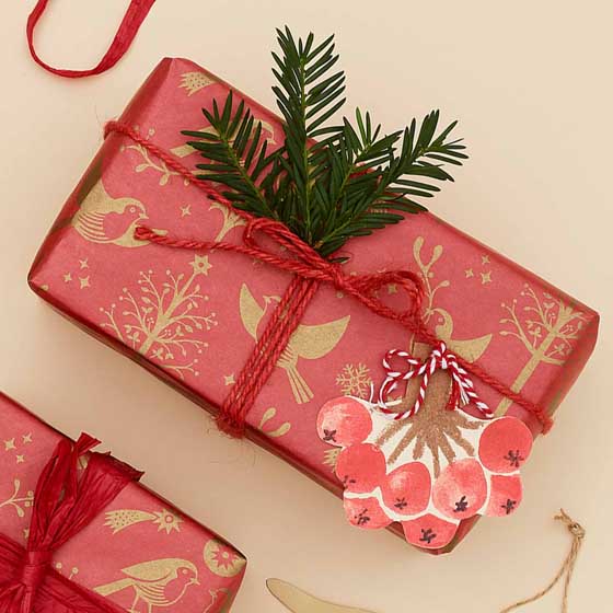 Folksy Robin recycled wrapping paper, 10 metres product photo back L