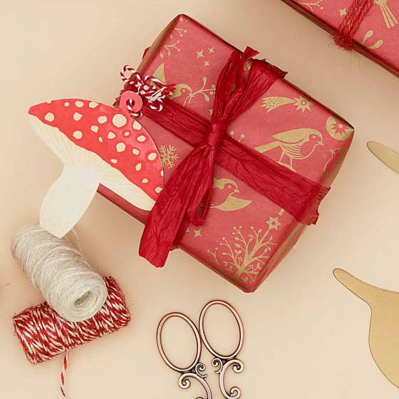 Folksy Robin recycled wrapping paper, 10 metres product photo front L