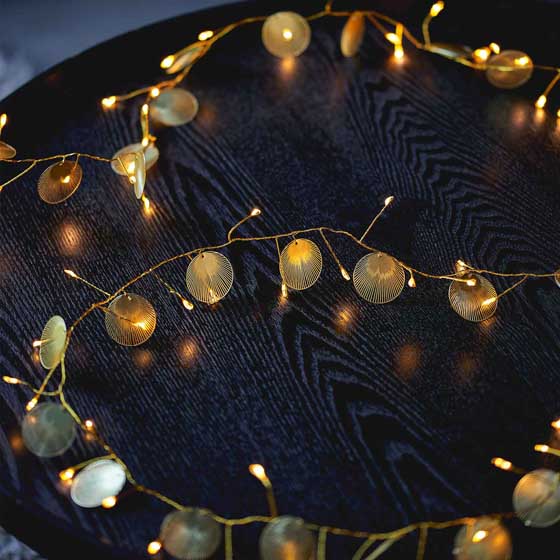 Gold palmi LED string lights product photo back L