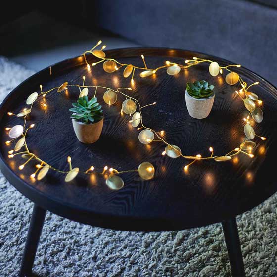 Gold palmi LED string lights product photo front L