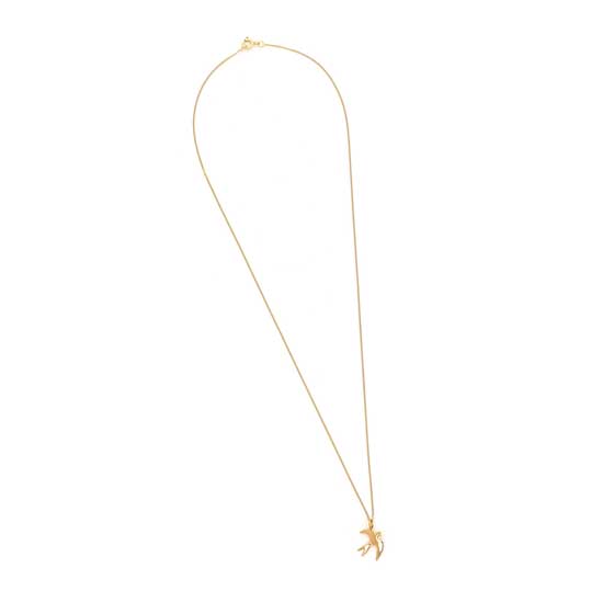 Swallow necklace 18ct gold vermeil by Blackbird Jewellery product photo side L