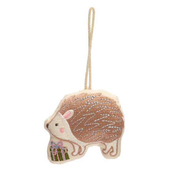 Hedgehog with present embroidered decoration product photo side L