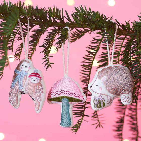 Hedgehog with present embroidered decoration product photo front L