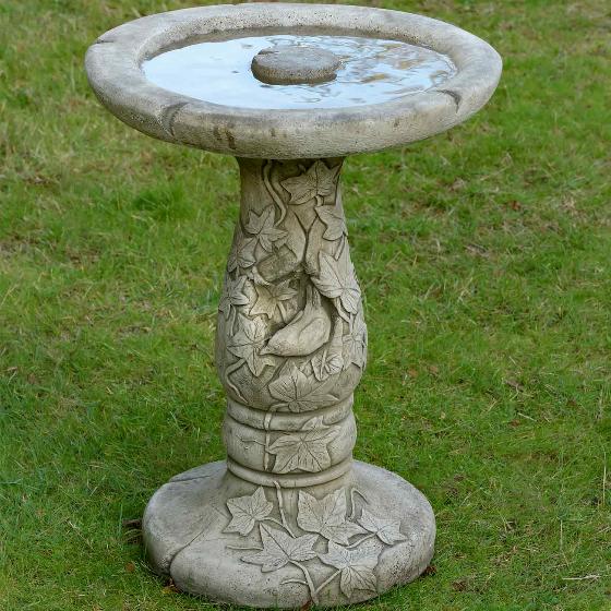 Ivy nest cast stone bird bath product photo side L