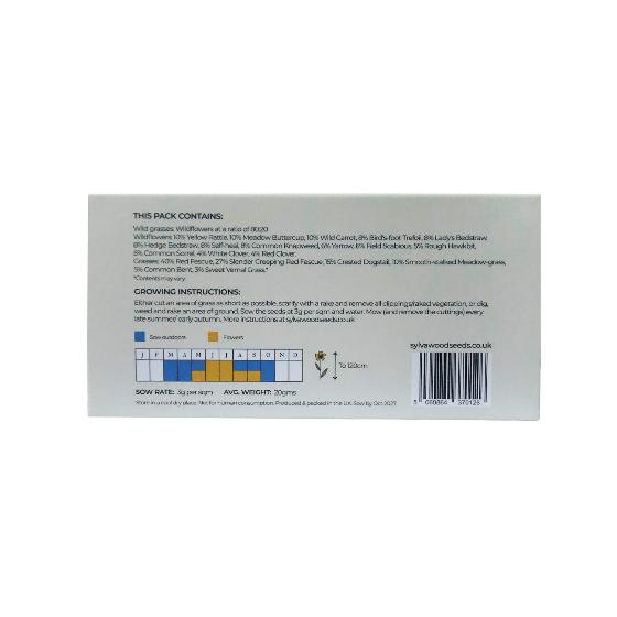 RSPB Mini meadow grass and wildflower seed box product photo back L