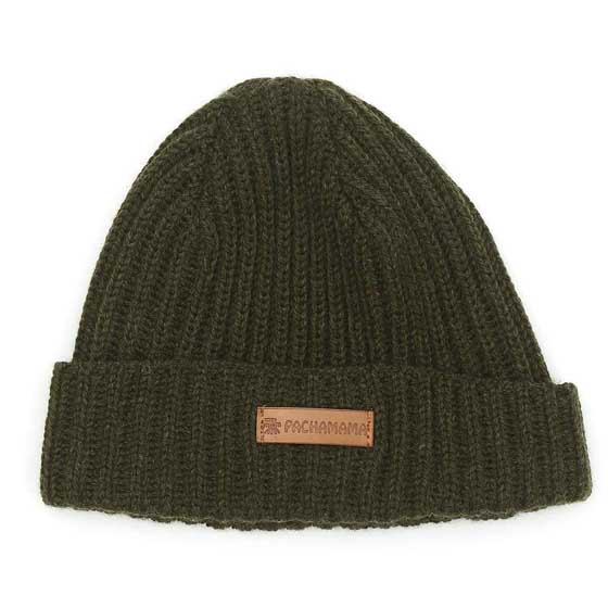 Merino wool fisherman beanie in moss green by Pachamama Knitwear product photo ai5 L