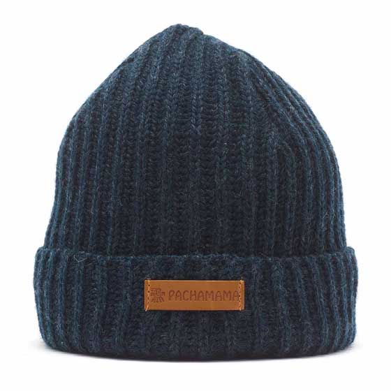 Merino wool fisherman beanie in spruce by Pachamama Knitwear product photo back L