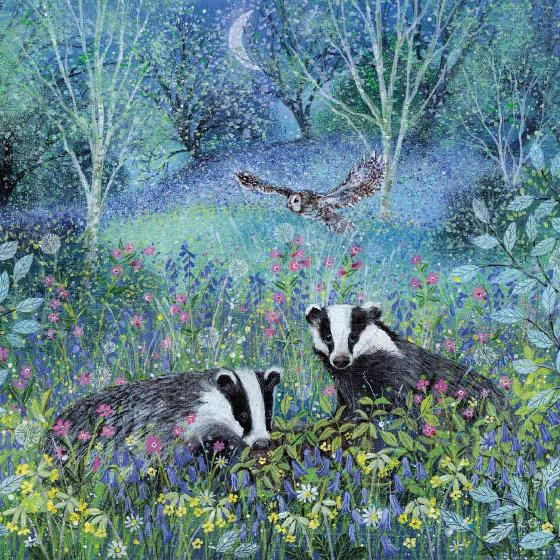 Moonlit badgers greetings card product photo default L