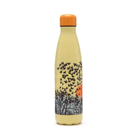 Starling murmuration insulated water bottle product photo back L