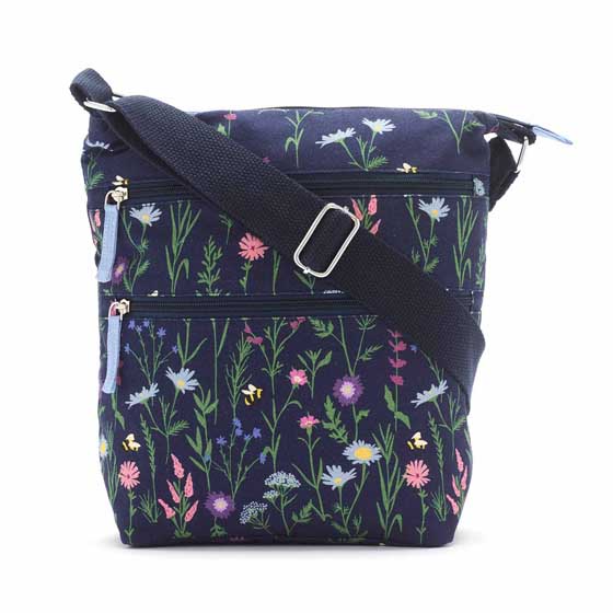 RSPB Wildflower organic cotton cross-body bag product photo back L
