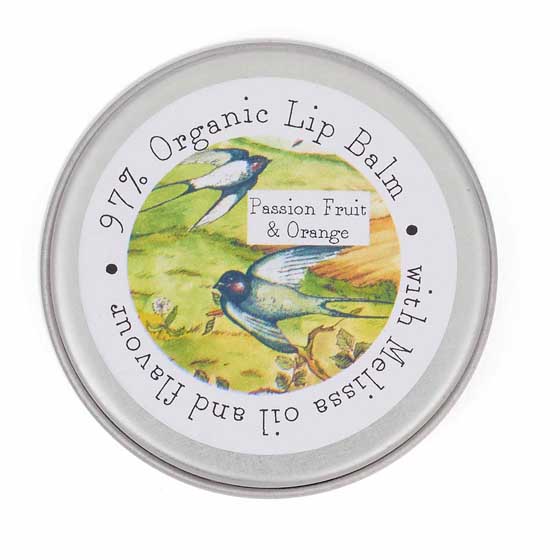 Passionfruit and orange organic lip balm by Heaven Scent product photo side L
