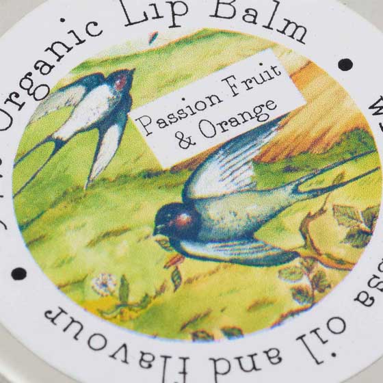 Passionfruit and orange organic lip balm by Heaven Scent product photo back L