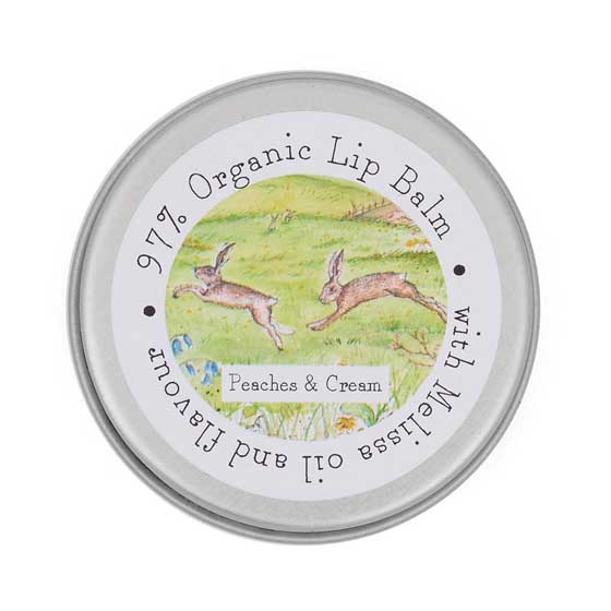 Peaches and cream organic lip balm by Heaven Scent product photo side L