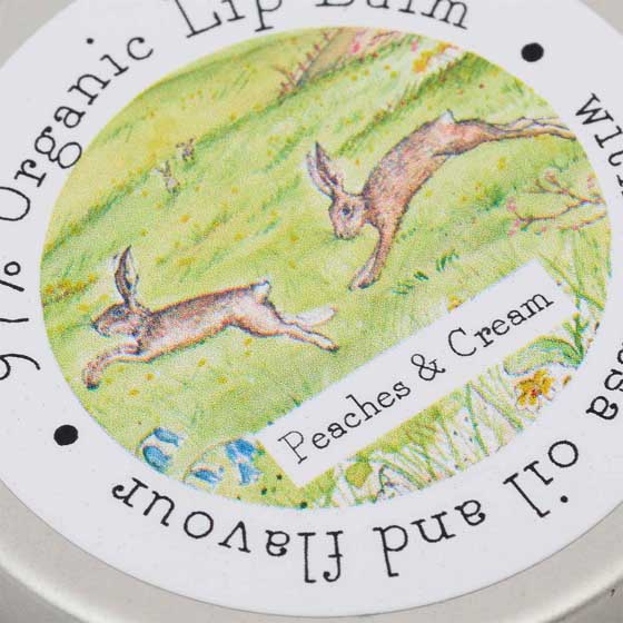 Peaches and cream organic lip balm by Heaven Scent product photo back L