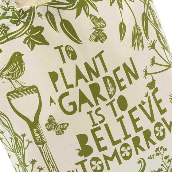 'To plant a garden' quote tote bag product photo side L