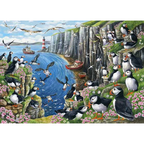 Puffin clifftop view 1000-piece jigsaw product photo side L