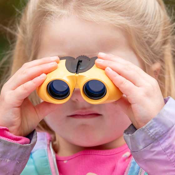 RSPB Puffin Jr children's binoculars, soft yellow product photo side L