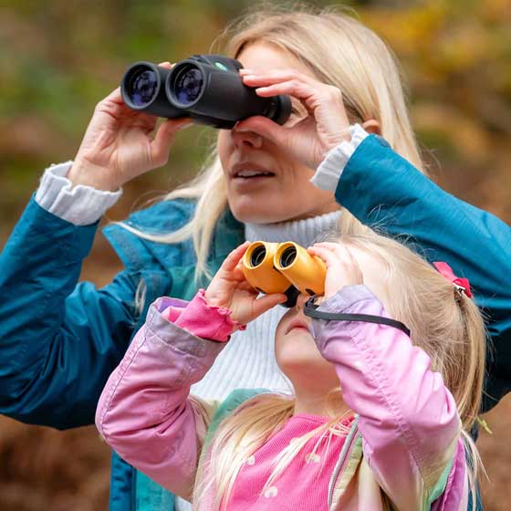 RSPB Puffin Jr children's binoculars, soft yellow product photo back L
