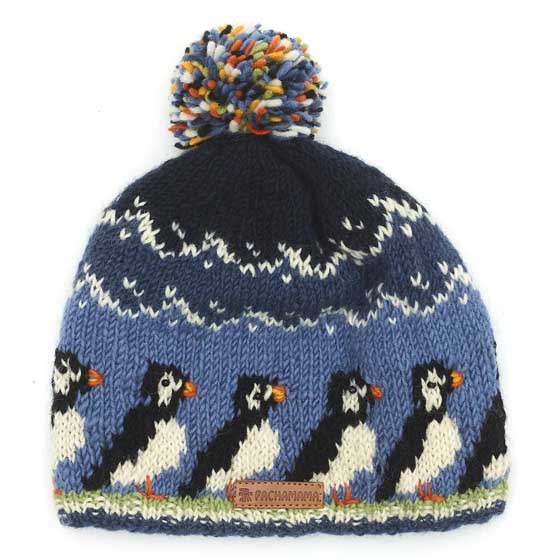 Puffin wool bobble hat by Pachamama Knitwear product photo ai5 L