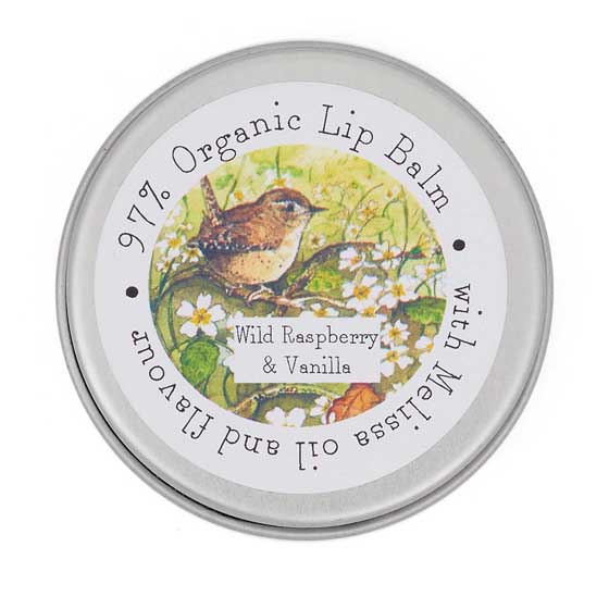Wild raspberry and vanilla organic lip balm by Heaven Scent product photo side L