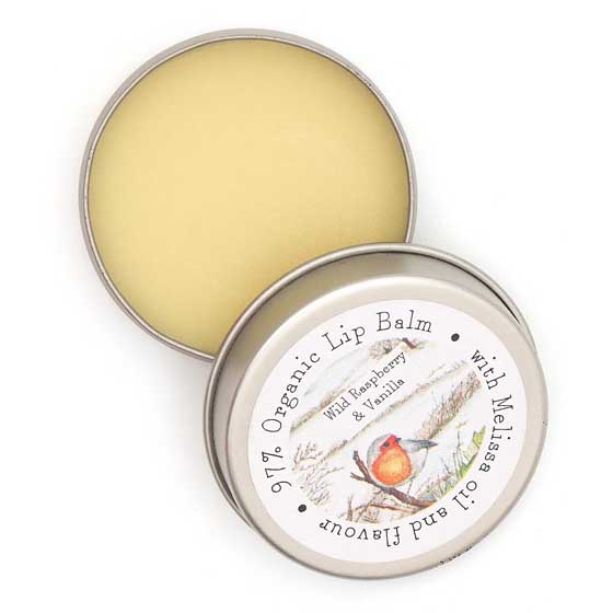 Raspberry & vanilla lip balm by Heaven Scent product photo side L