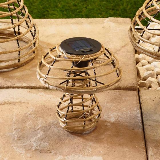 Rattan-effect mushroom solar light, small product photo side L