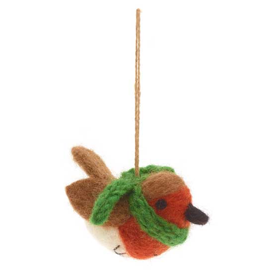 Felt Robin with scarf Christmas tree decoration product photo ai5 L