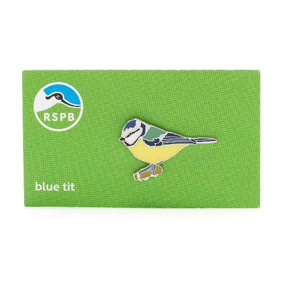 RSPB Blue Tit pin badge product photo side L