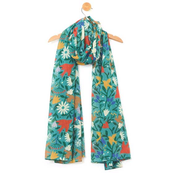 RSPB Ditsy bird organic cotton scarf product photo default L