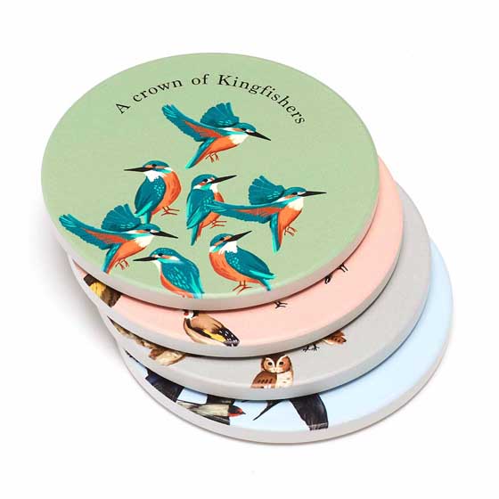 RSPB Flock bird coasters, set of four product photo side L