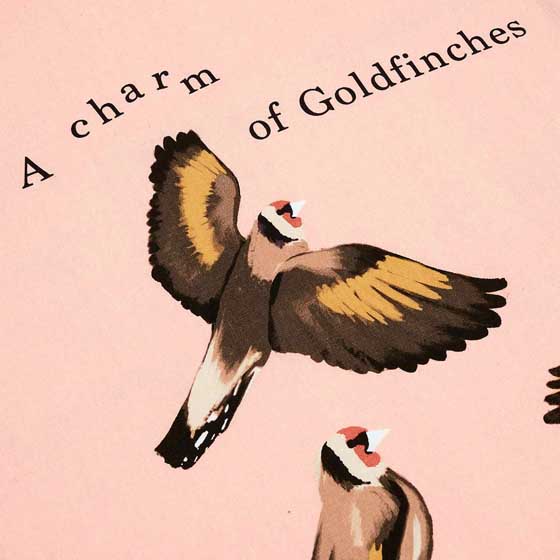 RSPB Goldfinch bird tea towel, Flock collection product photo side L