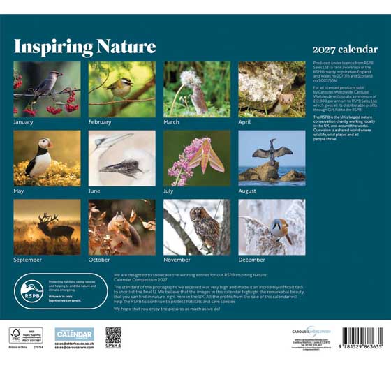 RSPB Inspiring nature calendar 2027 product photo back L