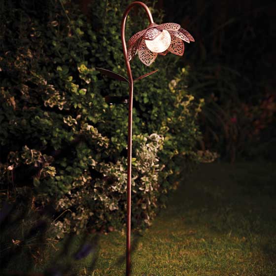 Solar flower stake light product photo back L