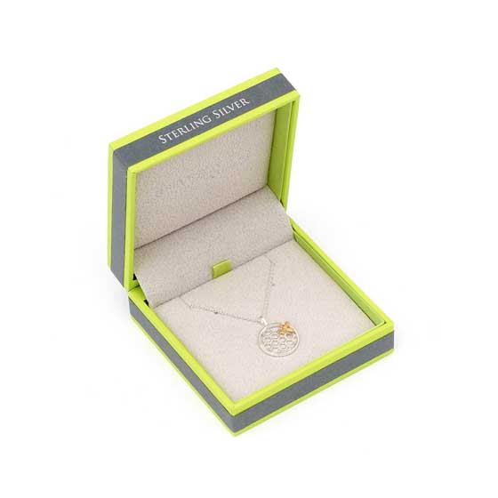 Bee on honeycomb necklace by Reeves & Reeves product photo back L