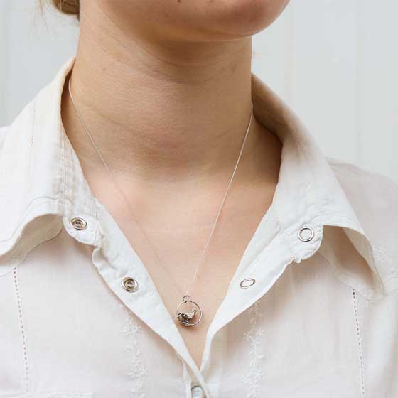 Sterling silver Blackbird necklace by Blackbird Jewellery product photo side L