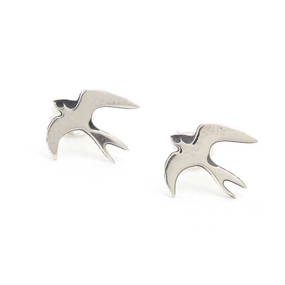 Sterling silver Swallow earrings by Blackbird Jewellery product photo side L