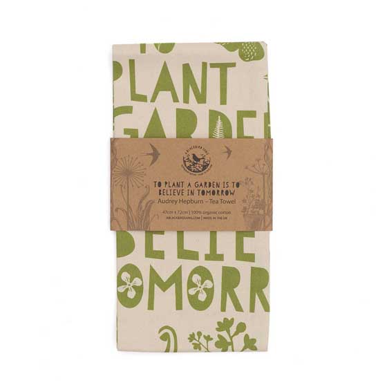 'To plant a garden' quote tea towel product photo ai5 L