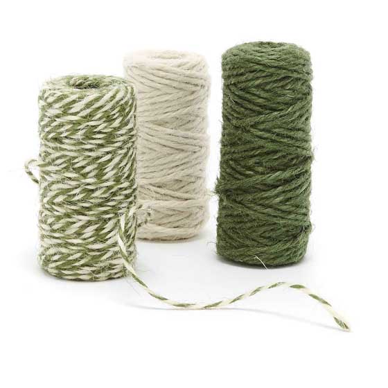 Green and white twirly jute twine, pack of three product photo ai5 L