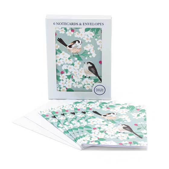Long-tailed Tits & blossom mini notecards product photo side L