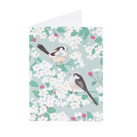 Long-tailed Tits & blossom mini notecards product photo back L