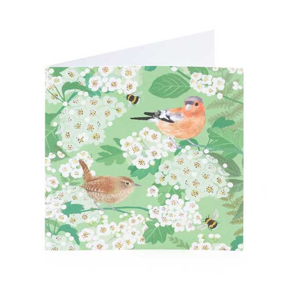 White blossom square notecards, pack of 10 product photo back L